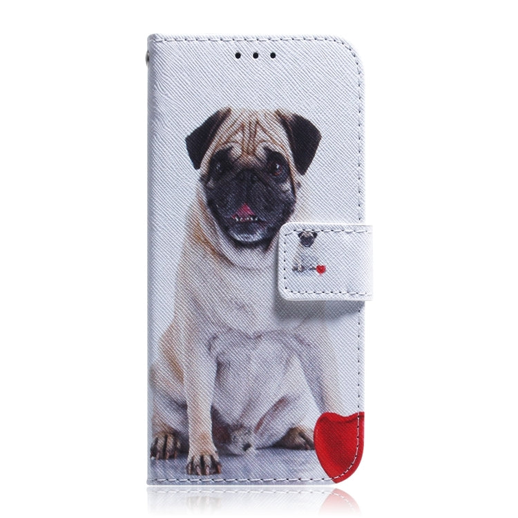 For iPhone 16 Coloured Drawing Flip Leather Phone Case(Pug) - iPhone 16 Cases by buy2fix | Online Shopping UK | buy2fix