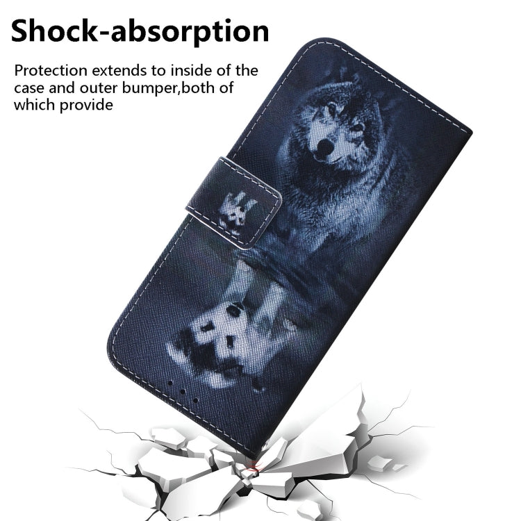 For iPhone 16 Pro Coloured Drawing Flip Leather Phone Case(Wolf and Dog) - iPhone 16 Pro Cases by buy2fix | Online Shopping UK | buy2fix