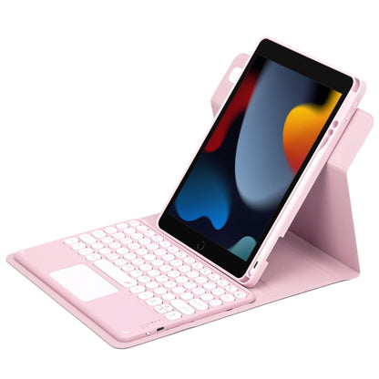 For iPad 10.2 2021 / Air 2019 Round Button 360 Degree Rotatable Bluetooth Keyboard Leather Case with Touchpad(Pink) - Universal by buy2fix | Online Shopping UK | buy2fix