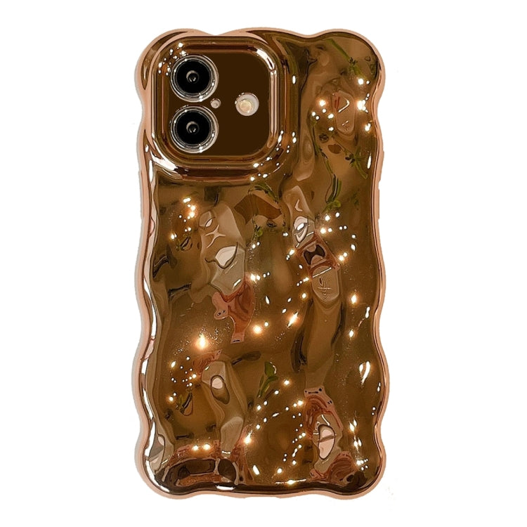 For iPhone 16 Wave Bubbles TPU Phone Case(Painted Gold) - iPhone 16 Cases by buy2fix | Online Shopping UK | buy2fix