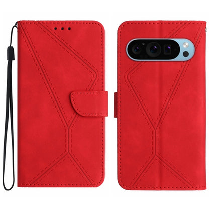 For Google Pixel 9 Stitching Embossed Leather Phone Case(Red) - Google Cases by buy2fix | Online Shopping UK | buy2fix