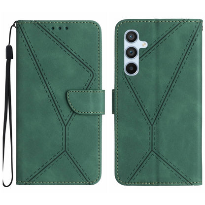 For Samsung Galaxy M15 5G Stitching Embossed Leather Phone Case(Green) - Galaxy Phone Cases by buy2fix | Online Shopping UK | buy2fix