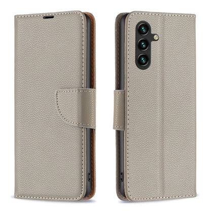 For Samsung Galaxy A55 Litchi Texture Pure Color Flip Leather Phone Case(Grey) - Galaxy Phone Cases by buy2fix | Online Shopping UK | buy2fix