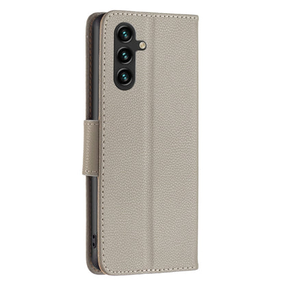 For Samsung Galaxy A55 Litchi Texture Pure Color Flip Leather Phone Case(Grey) - Galaxy Phone Cases by buy2fix | Online Shopping UK | buy2fix