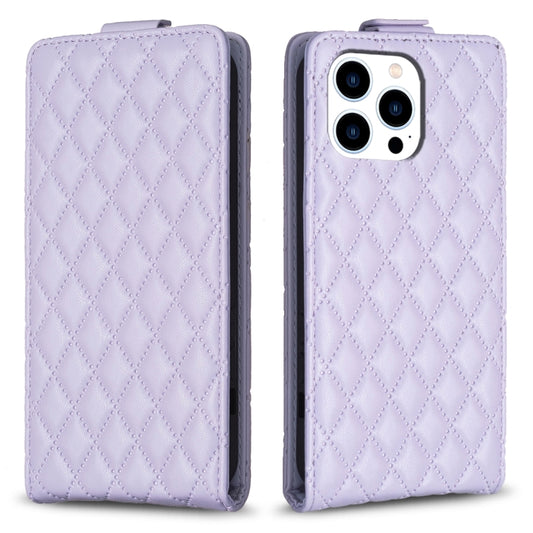 For iPhone 16 Pro Max Diamond Lattice Vertical Flip Leather Phone Case(Purple) - iPhone 16 Pro Max Cases by buy2fix | Online Shopping UK | buy2fix