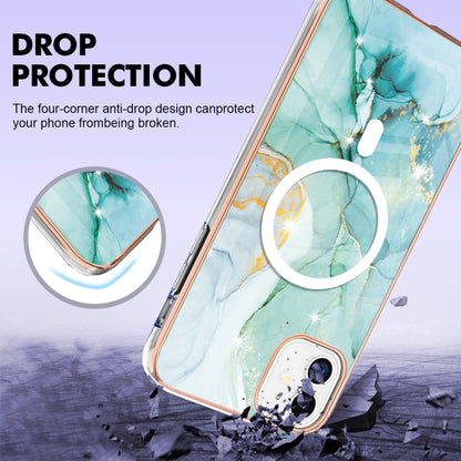 For iPhone 11 Marble Pattern Dual-side IMD Magsafe TPU Phone Case(Green 003) - iPhone 11 Cases by buy2fix | Online Shopping UK | buy2fix