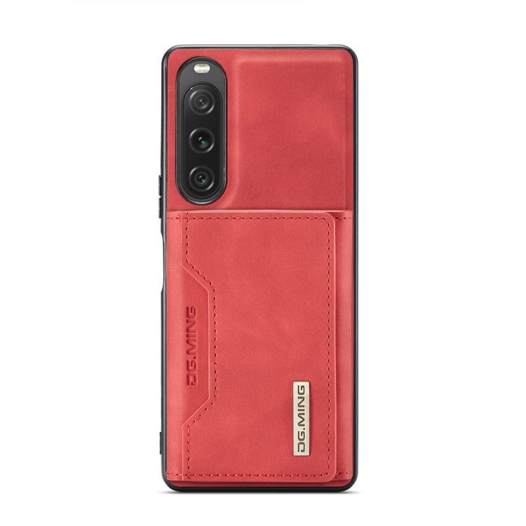 For Sony Xperia 10 V DG.MING M2 Series 3-Fold Multi Card Bag + Magnetic Phone Case(Red) - Sony Cases by DG.MING | Online Shopping UK | buy2fix