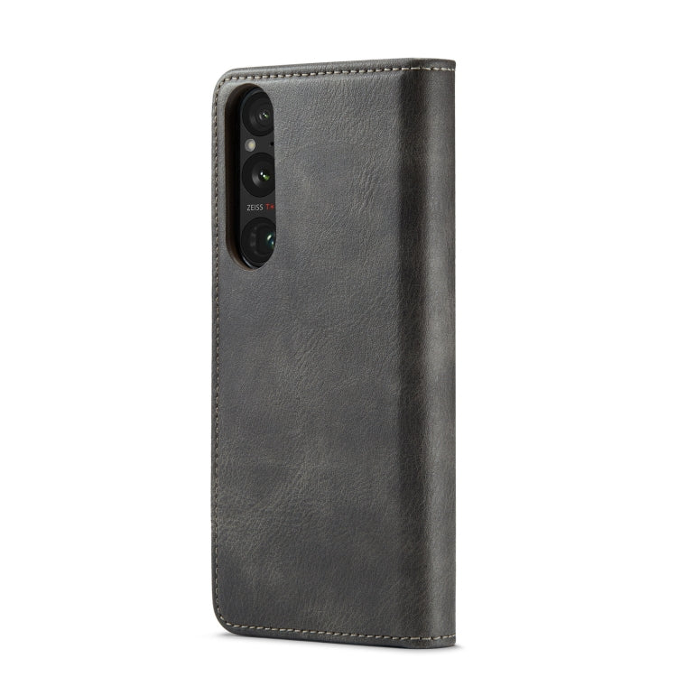 For Sony Xperia 1 VI DG.MING Crazy Horse Texture Detachable Magnetic Leather Phone Case(Grey) - Sony Cases by DG.MING | Online Shopping UK | buy2fix