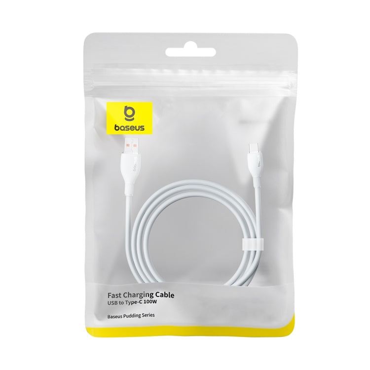 Baseus Pudding Series 100W USB to Type-C Fast Charging Data Cable, Length:1.2m(White) - USB-C & Type-C Cable by Baseus | Online Shopping UK | buy2fix