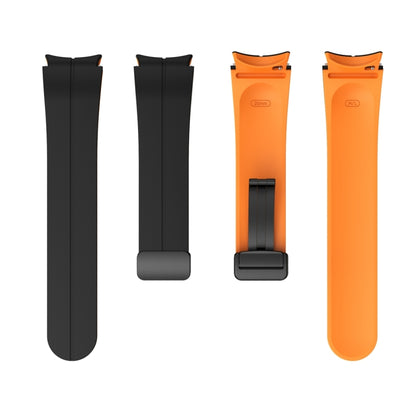 For Samsung Galaxy Watch 6 / 6 Classic Dual Color Magnetic Folding Buckle Silicone Watch Band(Black+Orange) - Watch Bands by buy2fix | Online Shopping UK | buy2fix