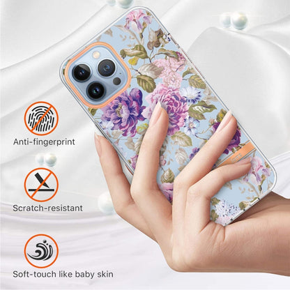 For iPhone 16 Pro Max Flowers and Plants Series IMD TPU Phone Case(Purple Peony) - iPhone 16 Pro Max Cases by buy2fix | Online Shopping UK | buy2fix