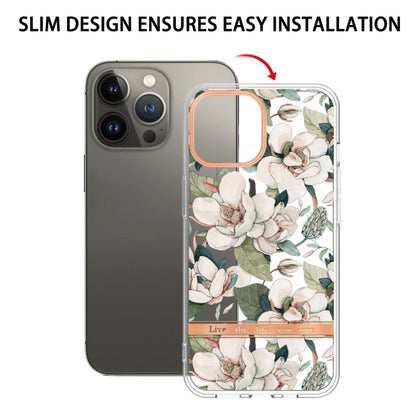 For iPhone 16 Pro Flowers and Plants Series IMD TPU Phone Case(Green Gardenia) - iPhone 16 Pro Cases by buy2fix | Online Shopping UK | buy2fix