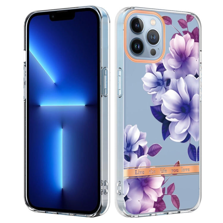 For iPhone 16 Pro Flowers and Plants Series IMD TPU Phone Case(Purple Begonia) - iPhone 16 Pro Cases by buy2fix | Online Shopping UK | buy2fix