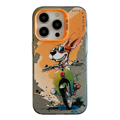 For iPhone 16 Pro Max Animal Pattern Oil Painting Series PC + TPU Phone Case(Bicycle Dog) - iPhone 16 Pro Max Cases by buy2fix | Online Shopping UK | buy2fix