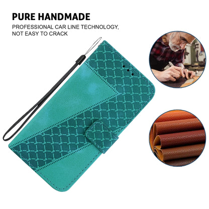 For iPhone 16 Pro Max Seven-shaped Embossed Leather Phone Case(Green) - iPhone 16 Pro Max Cases by buy2fix | Online Shopping UK | buy2fix