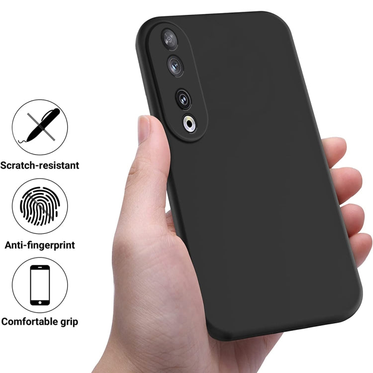 For Honor 90 Pure Color Liquid Silicone Shockproof Phone Case(Black) - Honor Cases by buy2fix | Online Shopping UK | buy2fix