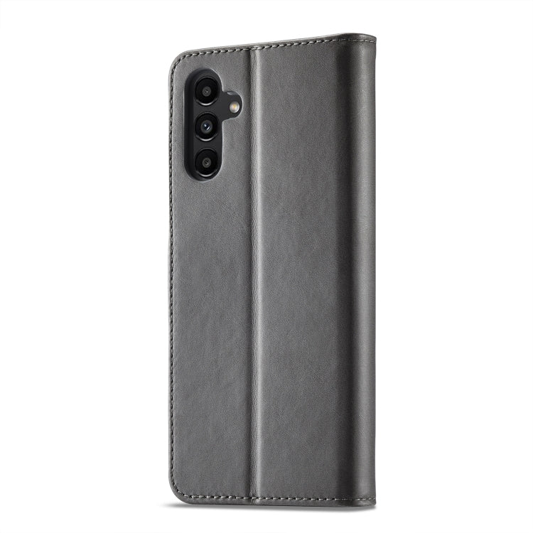 For Samsung Galaxy A05S LC.IMEEKE Calf Texture Leather Phone Case(Grey) - Galaxy Phone Cases by LC.IMEEKE | Online Shopping UK | buy2fix