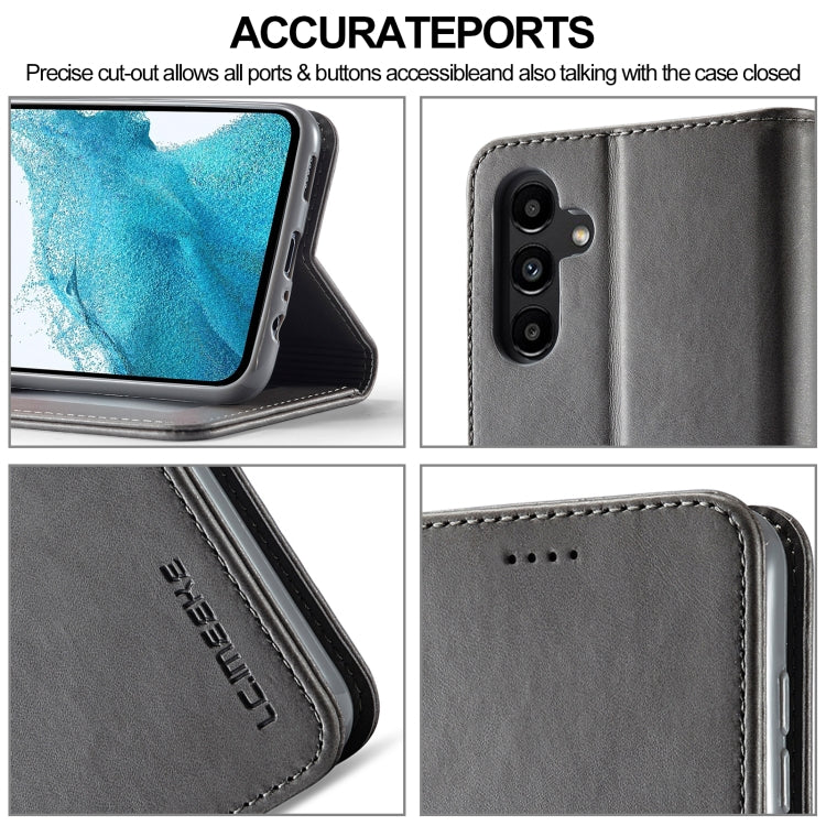 For Samsung Galaxy A05S LC.IMEEKE Calf Texture Leather Phone Case(Grey) - Galaxy Phone Cases by LC.IMEEKE | Online Shopping UK | buy2fix