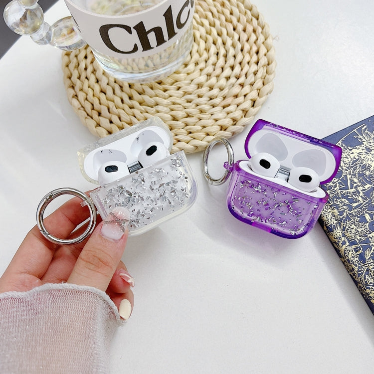 For AirPods Pro Silver Foil Epoxy Bluetooth Earphone Protective Case(Purple) - For AirPods Pro by buy2fix | Online Shopping UK | buy2fix