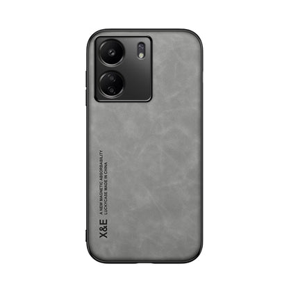 For Xiaomi Redmi 13C Skin Feel Magnetic Leather Back Phone Case(Light Grey) - 13C Cases by buy2fix | Online Shopping UK | buy2fix