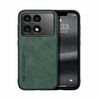 For Xiaomi Redmi K70E Skin Feel Magnetic Leather Back Phone Case(Green) - K70E Cases by buy2fix | Online Shopping UK | buy2fix