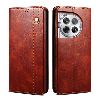 For OnePlus 12 Oil Wax Crazy Horse Texture Leather Phone Case(Brown) - OnePlus Cases by buy2fix | Online Shopping UK | buy2fix