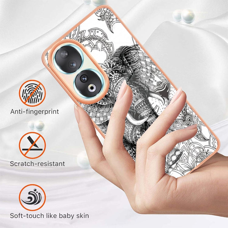 For Honor 90 5G Electroplating Marble Dual-side IMD Phone Case(Totem Elephant) - Honor Cases by buy2fix | Online Shopping UK | buy2fix