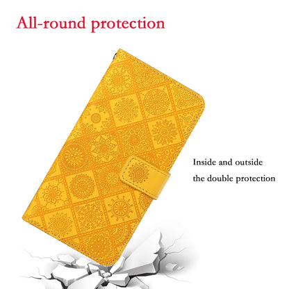 For iPhone 16 Plus Ethnic Style Embossed Pattern Leather Phone Case(Yellow) - iPhone 16 Plus Cases by buy2fix | Online Shopping UK | buy2fix