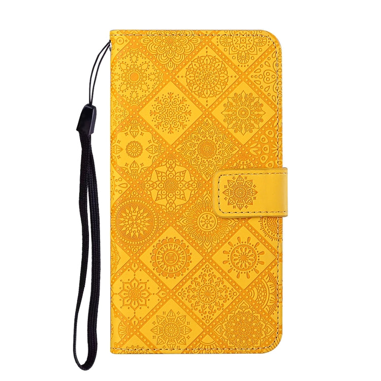 For iPhone 16 Ethnic Style Embossed Pattern Leather Phone Case(Yellow) - iPhone 16 Cases by buy2fix | Online Shopping UK | buy2fix