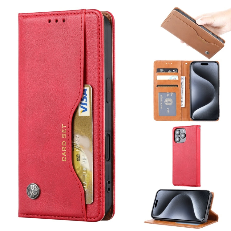 For iPhone 16 Pro Max Knead Skin Texture Flip Leather Phone Case(Red) - iPhone 16 Pro Max Cases by buy2fix | Online Shopping UK | buy2fix