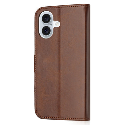 For iPhone 16 Embossed Happy Cat Pattern Flip Leather Phone Case(Brown) - iPhone 16 Cases by buy2fix | Online Shopping UK | buy2fix