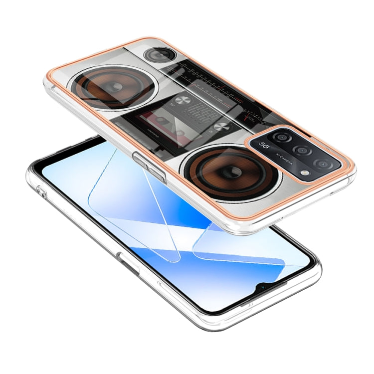 For OPPO A55 5G / A53s 5G / A54 4G Electroplating Marble Dual-side IMD Phone Case(Retro Radio) - OPPO Cases by buy2fix | Online Shopping UK | buy2fix
