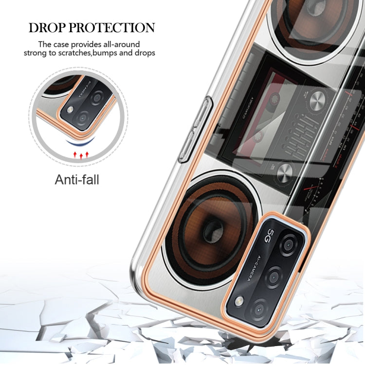 For OPPO A55 5G / A53s 5G / A54 4G Electroplating Marble Dual-side IMD Phone Case(Retro Radio) - OPPO Cases by buy2fix | Online Shopping UK | buy2fix