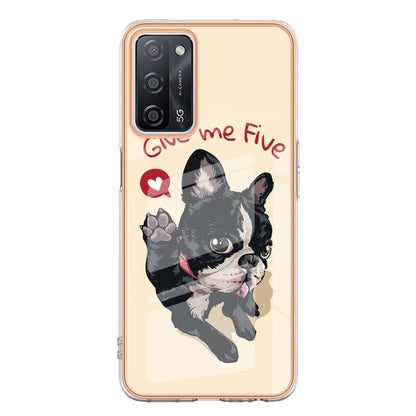For OPPO A55 5G / A53s 5G / A54 4G Electroplating Marble Dual-side IMD Phone Case(Lucky Dog) - OPPO Cases by buy2fix | Online Shopping UK | buy2fix