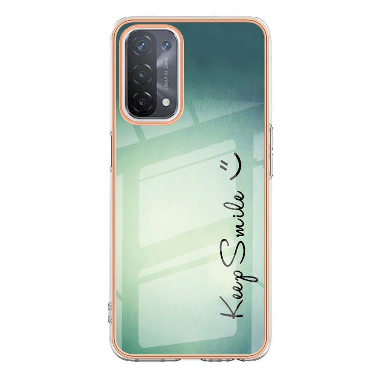 For OPPO A74 / A93 5G / A54 5G / A93s 5G Electroplating Marble Dual-side IMD Phone Case(Smile) - OPPO Cases by buy2fix | Online Shopping UK | buy2fix