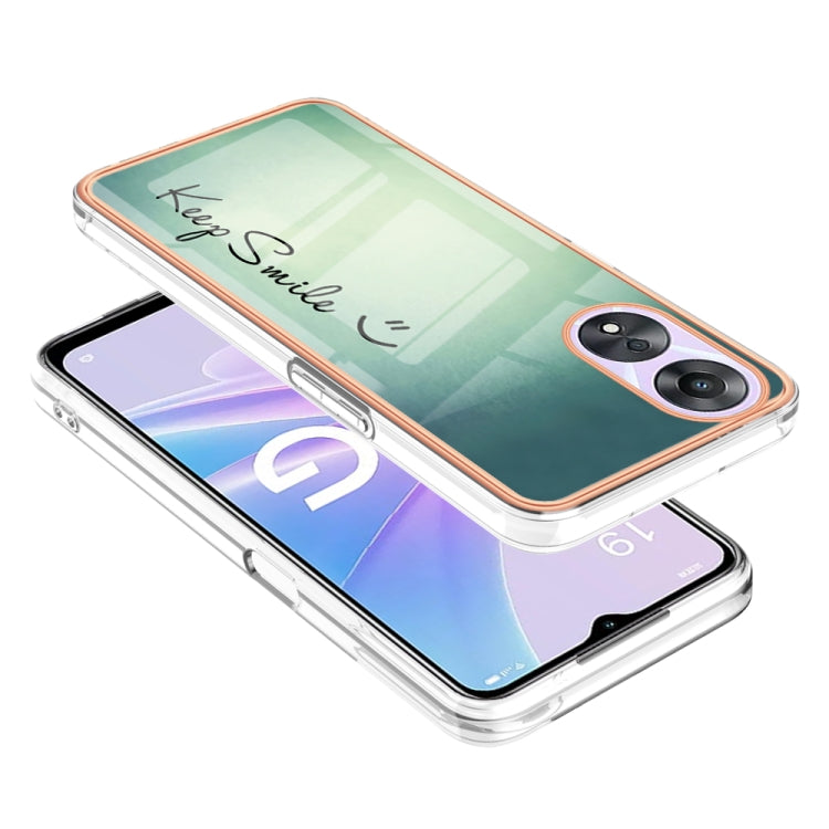 For OPPO A78 / A58 Electroplating Marble Dual-side IMD Phone Case(Smile) - OPPO Cases by buy2fix | Online Shopping UK | buy2fix