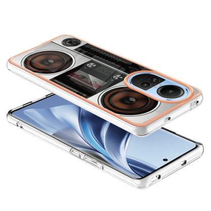 For OPPO Reno10 5G Global Electroplating Marble Dual-side IMD Phone Case(Retro Radio) - OPPO Cases by buy2fix | Online Shopping UK | buy2fix