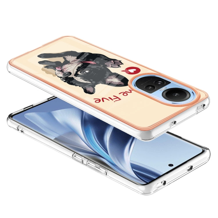 For OPPO Reno10 5G Global Electroplating Marble Dual-side IMD Phone Case(Lucky Dog) - OPPO Cases by buy2fix | Online Shopping UK | buy2fix