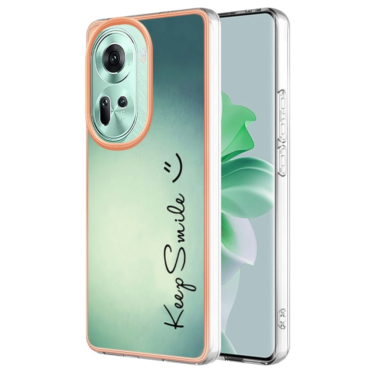 For OPPO Reno11 5G Global Electroplating Marble Dual-side IMD Phone Case(Smile) - Reno11 Cases by buy2fix | Online Shopping UK | buy2fix