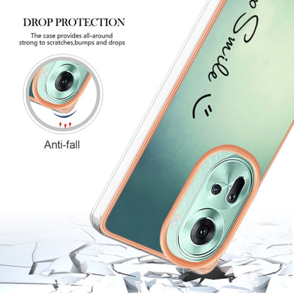 For OPPO Reno11 5G Global Electroplating Marble Dual-side IMD Phone Case(Smile) - Reno11 Cases by buy2fix | Online Shopping UK | buy2fix