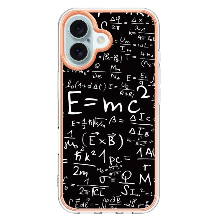 For iPhone 16 Plus Electroplating Marble Dual-side IMD Phone Case(Equation) - iPhone 16 Plus Cases by buy2fix | Online Shopping UK | buy2fix