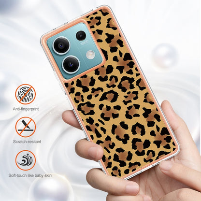 For Xiaomi Redmi Note 13 5G Electroplating Marble Dual-side IMD Phone Case(Leopard Print) - Note 13 Cases by buy2fix | Online Shopping UK | buy2fix