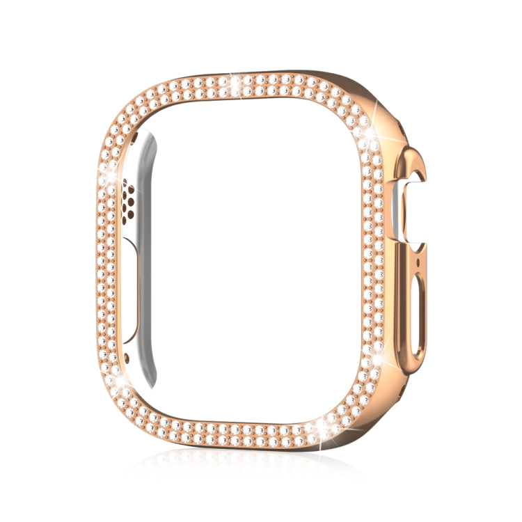 For Apple Watch Ultra 2 / Ultra 49mm Double Row Diamond Hollow PC Watch Case(Rose Gold) - Watch Cases by buy2fix | Online Shopping UK | buy2fix