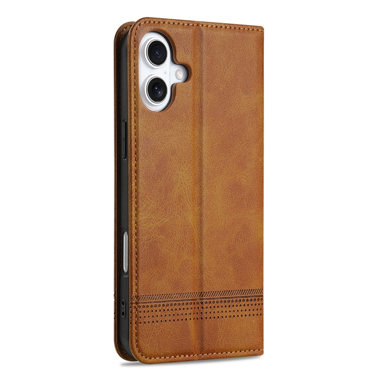 For iPhone 16 AZNS Magnetic Calf Texture Flip Leather Phone Case(Light Brown) - iPhone 16 Cases by AZNS | Online Shopping UK | buy2fix