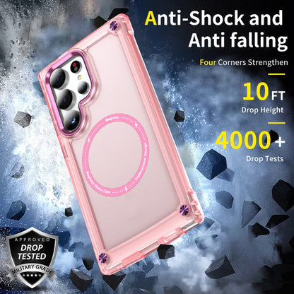 For Samsung Galaxy S25 Ultra 5G Skin Feel TPU + PC MagSafe Magnetic Phone Case(Transparent Pink) - Galaxy S25 Ultra 5G Cases by buy2fix | Online Shopping UK | buy2fix