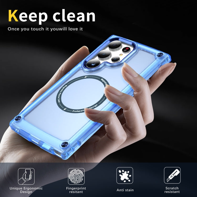 For Samsung Galaxy S25 Ultra 5G Skin Feel TPU + PC MagSafe Magnetic Phone Case(Transparent Blue) - Galaxy S25 Ultra 5G Cases by buy2fix | Online Shopping UK | buy2fix