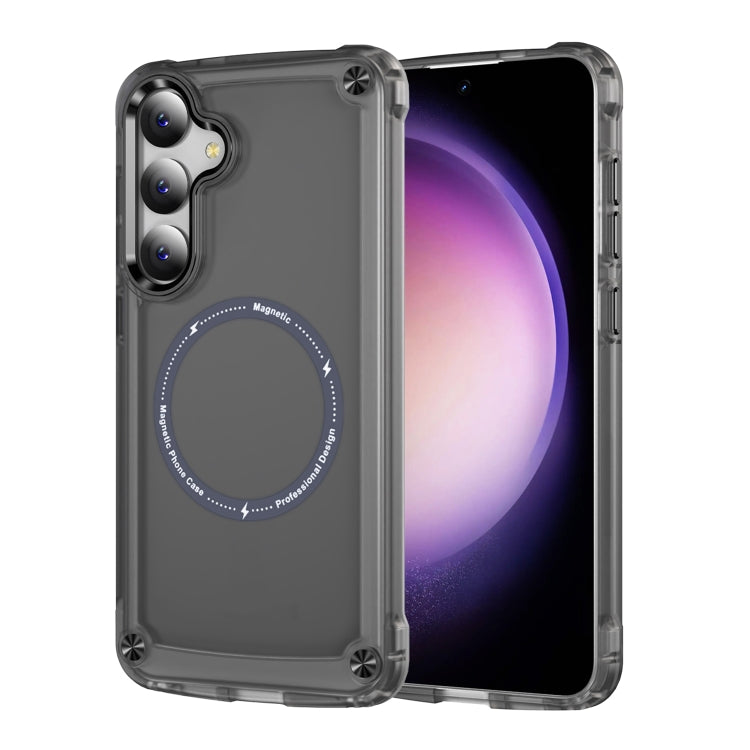 For Samsung Galaxy S25+ 5G Skin Feel TPU + PC MagSafe Magnetic Phone Case(Transparent Black) - Galaxy S25+ 5G Cases by buy2fix | Online Shopping UK | buy2fix