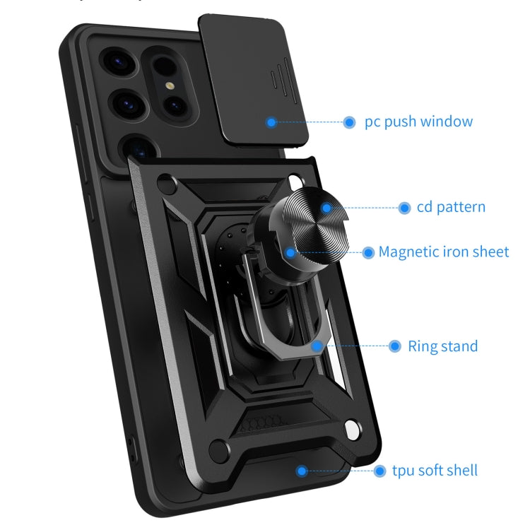 For Samsung Galaxy S24 Ultra 5G Sliding Camera Cover Design TPU+PC Phone Case(Black) - Galaxy S24 Ultra 5G Cases by buy2fix | Online Shopping UK | buy2fix