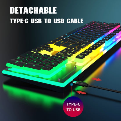 HXSJ L96 2.4G Wireless RGB Backlit Keyboard and Mouse Set 104 Pudding Key Caps + 4800DPI Mouse(White) - Wireless Keyboard by HXSJ | Online Shopping UK | buy2fix