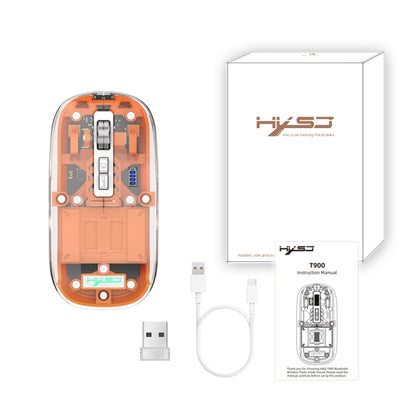 HXSJ T900 Transparent Magnet Three-mode Wireless Gaming Mouse(Orange) - Wireless Mice by HXSJ | Online Shopping UK | buy2fix